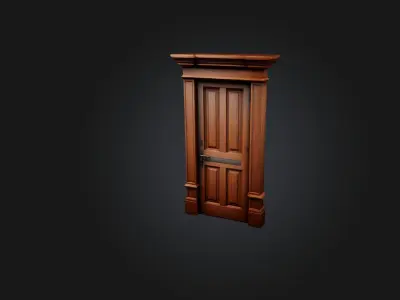 Realistic Wooden Door Frame Low-poly 3D model