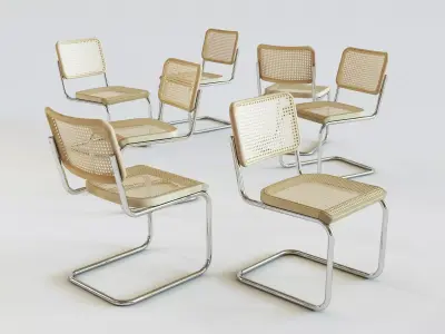 S 32 chair with frame and woven seat 3D model