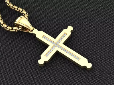 High Cross Pendant Light Gold 18K 3CP087 3D model