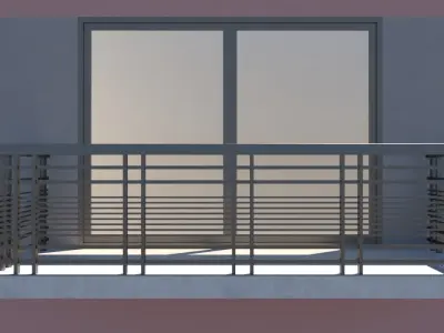Steel Verandah railing 3D model Low-poly 3D model