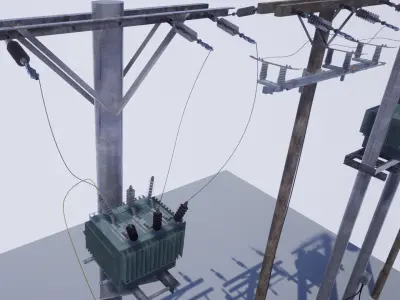 Utility Poles Low-poly 3D model