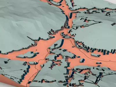 Low Poly Landscape Block for 3D Printing 3D model