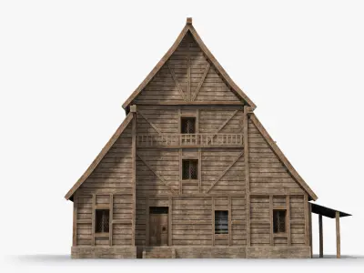 Medieval house x17 Low-poly 3D model