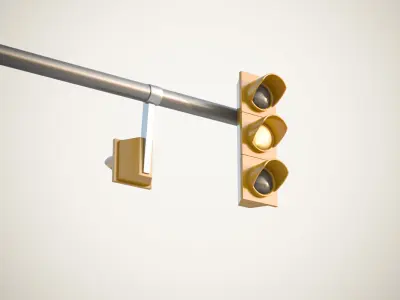 Yellow traffic lights set 3D model