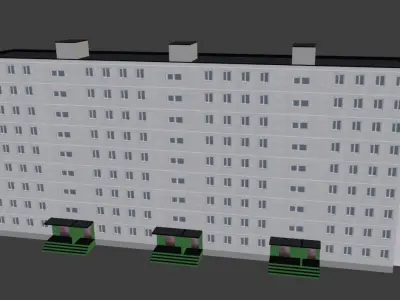 Soviet Building 9 Floors Low-poly 3D model