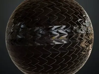 Dark High Gloss Chevron Metal Pattern PBR Seamless Texture