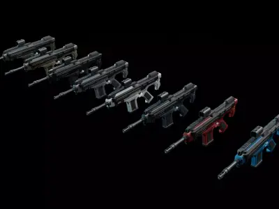 Scifi CR70 Combat Rifle Bundle 3D model