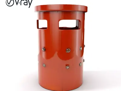 Metal Cylinder Trash Bin Model Pack for Environment Design Low-poly 3D model