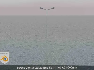 Street Light 5 Galvanized F2 M1 K0 A2 8000mm Low-poly 3D model
