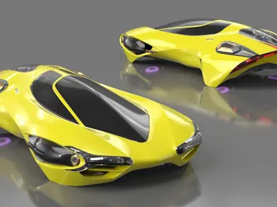  Futuristic Flying Vehicle Yellow 