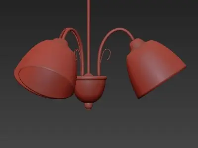 Lustra three light ceiling fixture with glass shades 3D model
