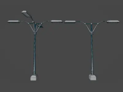 Low poly cyber punk streetlight set Low-poly 3D model