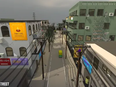 Indian Street - modular city  Low-poly 3D model