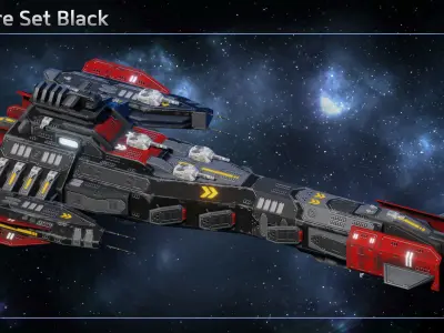Spaceship Jolly Roger Pirate Battleship Low-poly 3D model