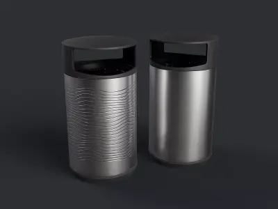 Street Trash Can 26 PBR Game Ready Low-poly 3D model