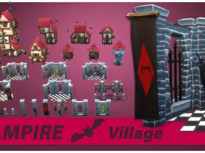 Vampire RTS Fantasy Buildings Low-poly 3D model