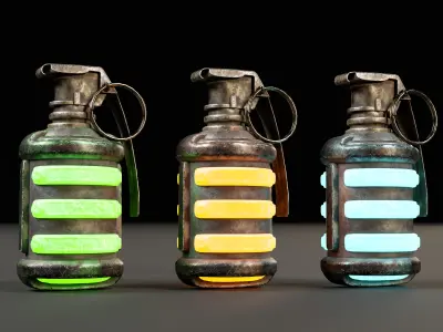 Sci-Fi Grenade Set Low-poly 3D model