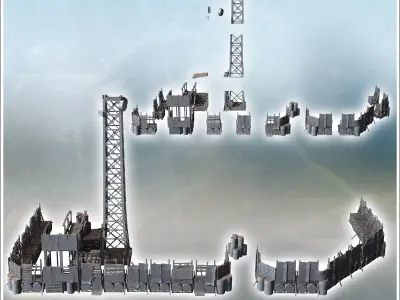 Post-apocalyptic modern fortifications with sheet metal barriers 3D print model