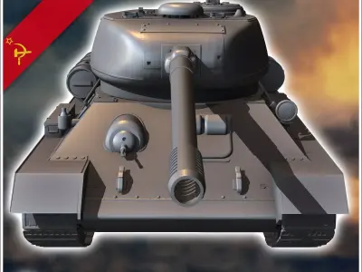 T-34-100 tank destroyer - Soviet army WW2 Second World East fron 3D print model