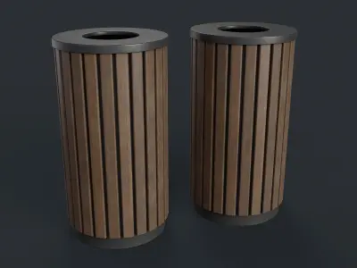 Street Trash Can 40 PBR Game Ready Low-poly 3D model