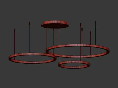 Art Deco Small and Large Hoops Led Ring Chandelier 3D model