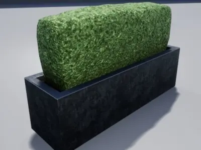 Hedge in pot Low-poly 3D model