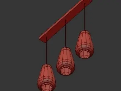 CEILING LIGHT HUDSON DROP SHAPE 3 PENDANTS 3D model