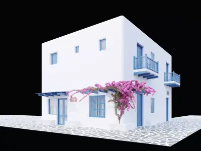 3D model House in Mykonos island Greece 3D model
