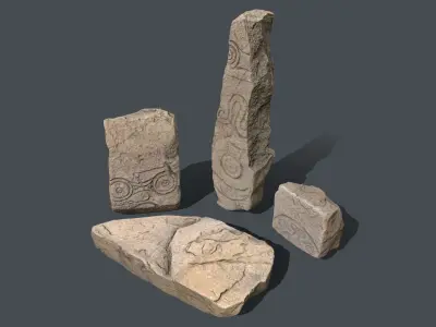 Desert Anchient Art Stones Low-poly 3D model