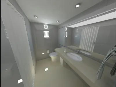 Narrow bathroom design for offices 3D model