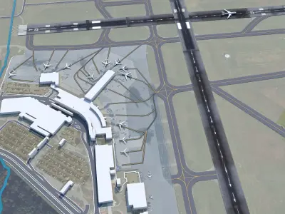 Albany Airport 10km Low-poly 3D model