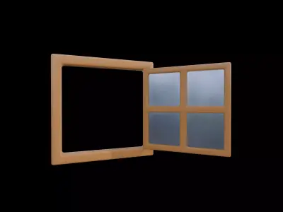 PBR low poly cartoon style window model Series 01 Low-poly 3D model