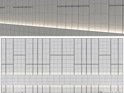 Headboard 3d model wall with light Low-poly 3D model