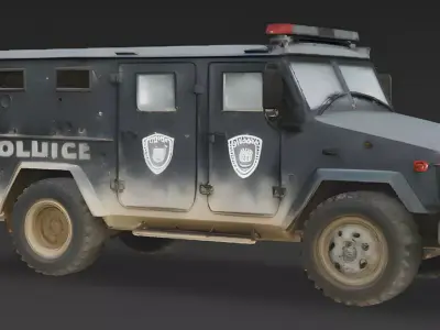 Sector Lockout Ruined Police SWAT Van 3D Model Low-poly 3D model