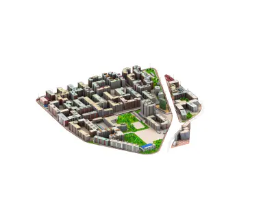 City bolck Low-poly 3D model
