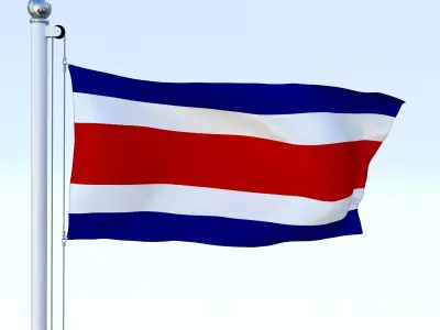Animated Costa Rica Flag Low-poly 3D model