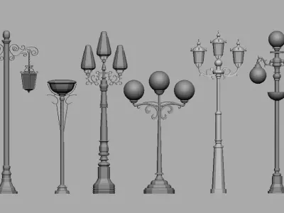 environment Street lights set Low-poly 3D model purchase