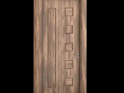 Interior-exterior Wooden Door 3D model 2