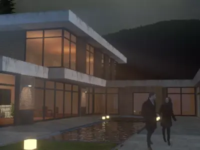 Exterior house scene 3D model 2
