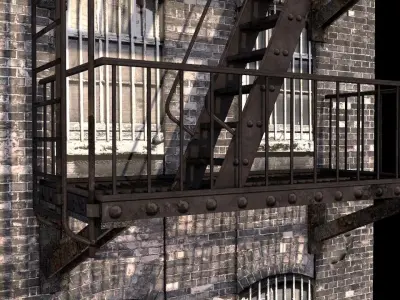 NYC Fire Escape Ladder Low-poly 3D model