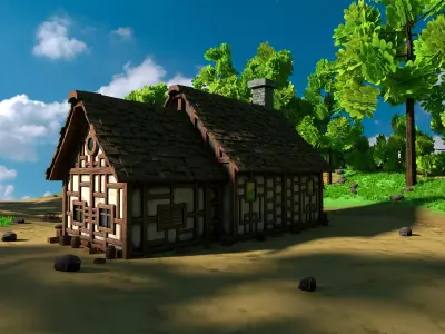 Medieval House 14 With Environment Low-poly 3D model