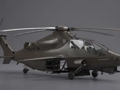  Bell 360 Invictus Helicopter Rigged for Cinema 4D 