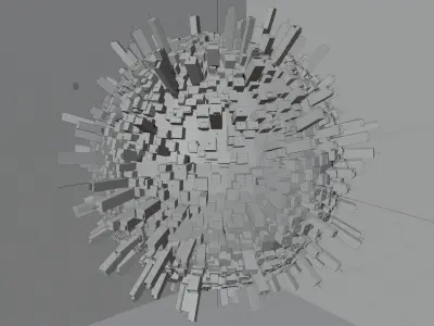 Spherical City Low-poly 3D model
