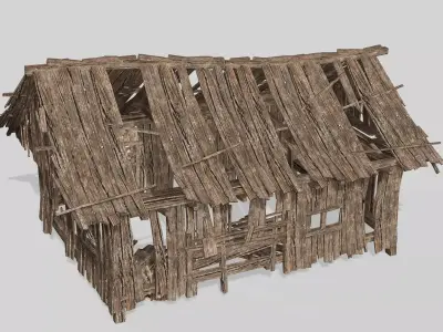 Thatch Hut House 08 For Games and Films 3D Model Low-poly 3D model