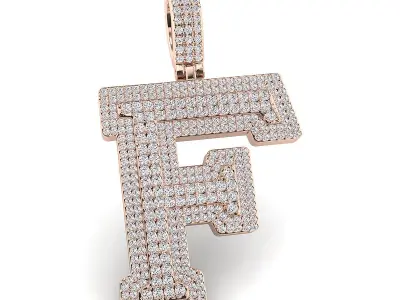 Alphabet Latter F Diamond Pendent 3D print model