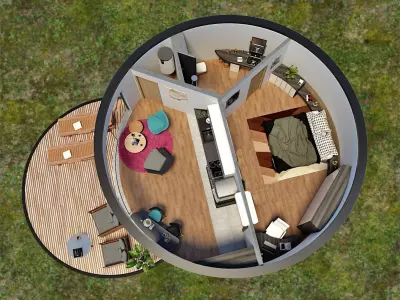 modern round  house design 3d model Low-poly 3D model