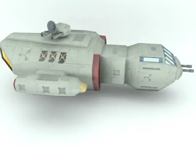 Deep space freighter Low-poly 3D model