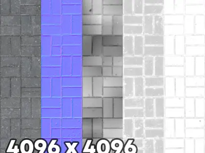 Photogrammetry Used floor bricks in two colors Free 3D model