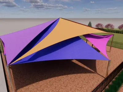 Sunshade or sail shade on pole 3D model