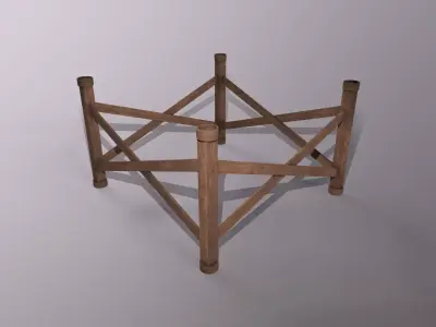 Wall Game Ready - Wooden Table With Four Legs Low-poly 3D model